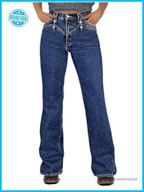 High Rise Vintage Button Boot Cut Flare Stretch Denim Jeans